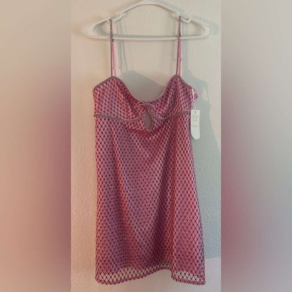 For Love And Lemons Glitter Heart Slip Dress NWT